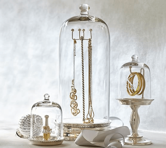 Potterybarn Glass Cloche Jewelry Storage $49